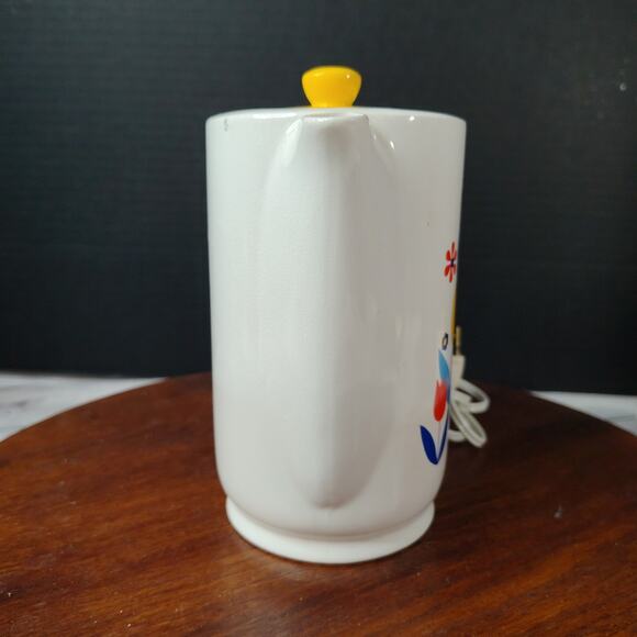 Vintage Retro Tulips Electric Teapot Set Cups Sugar Creamer SOLD AS IS - Picture 8 of 16